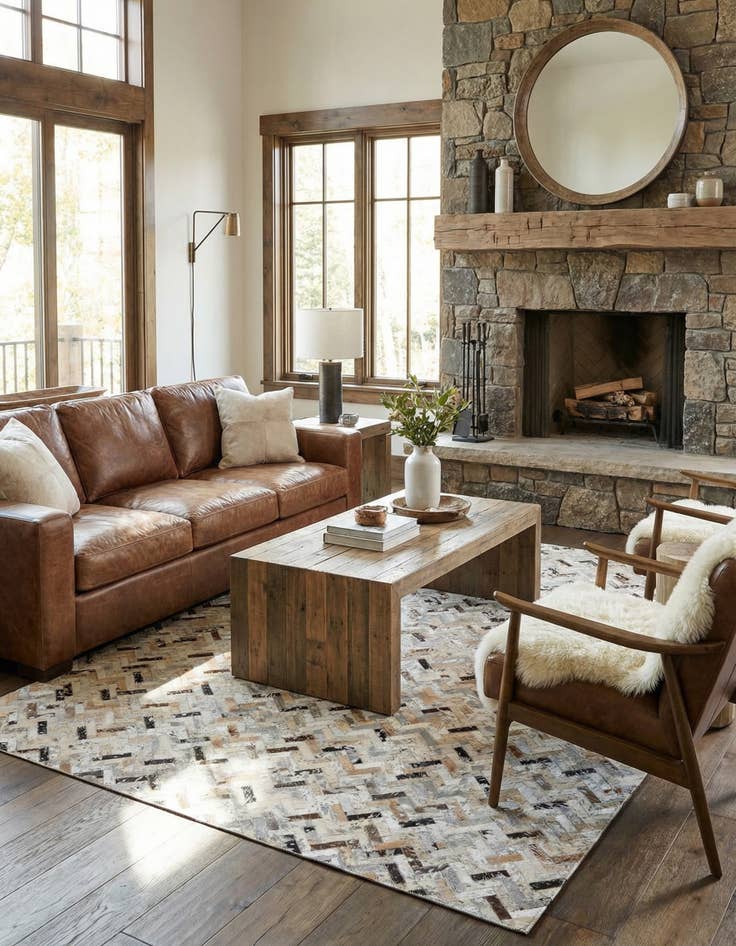 Detail image of 5' 4 x 7' 4 Cowhide Stocks Rug