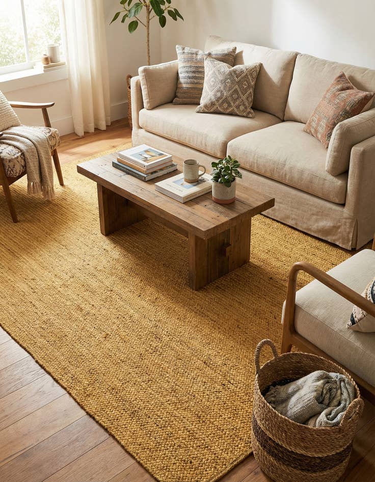 Detail image of 6' 1 x 9'  Hand Braided Jute Rug