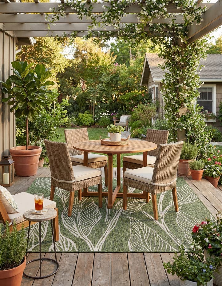 7' 10 x 7' 10 Easy-Clean Botanical Indoor / Outd...