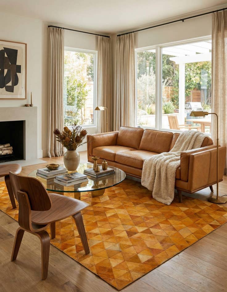 Detail image of 5' 2 x 8' 1 Cowhide Stocks Rug