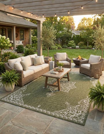 10' x 13' Easy-Clean Traditional Indoor / Outdoor Rug