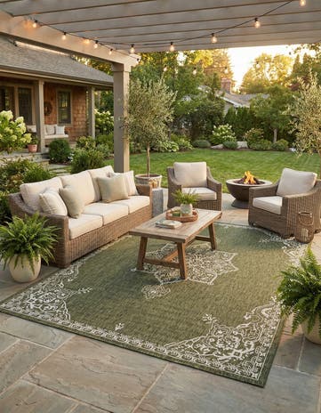 10' x 13' Easy-Clean Traditional Indoor / Outdoor Rug