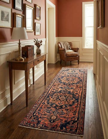 2' 8 x 9' 7 Hamedan Wool Runner Rug