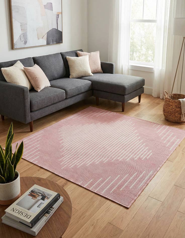 Detail image of 5' 3 x 5' 3 Easy-Clean Modern Indoor / Outdoor Square Rug