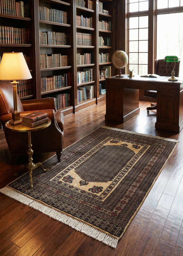 4' 3 x 6' 1 Hand Knotted Bokhara Oriental Rug