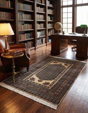 4' 3 x 6' 1 Hand Knotted Bokhara Oriental Rug
