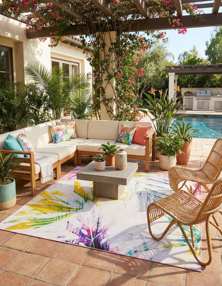 Detail image of 10' x 10' Easy-Clean Jill Zarin Caribbean Indoor / Outdoor Square Rug