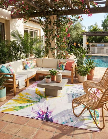 Ivory Easy-Clean Jill Zarin Caribbean Indoor / Outdoor Square Rug
