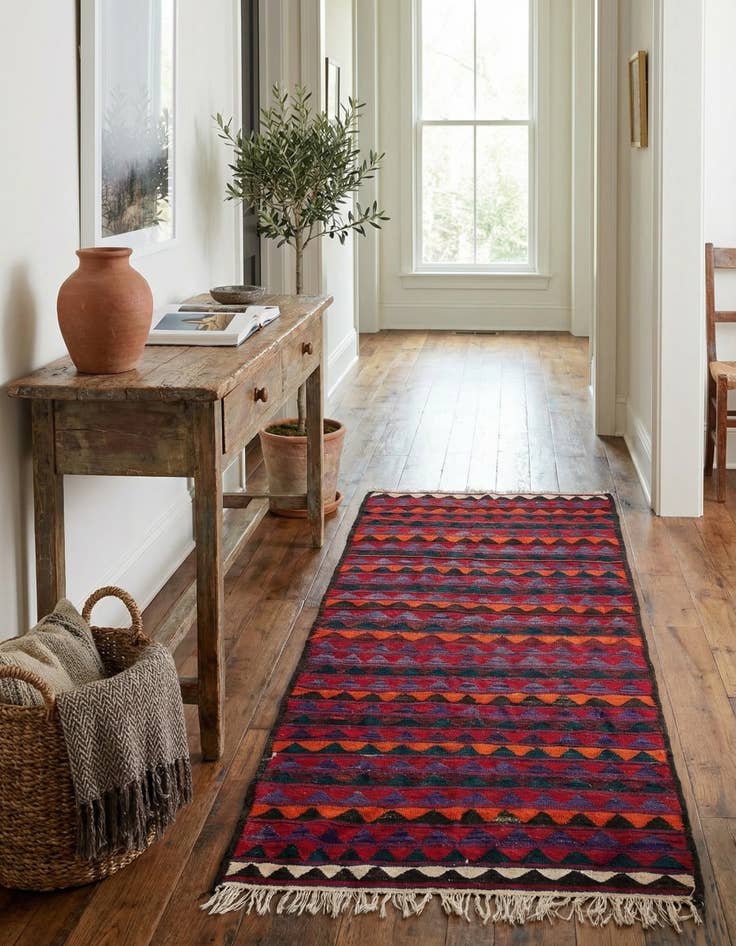Detail image of 4' 6 x 10' 2  Hand Woven Kilim Fars Wool Runner Rug