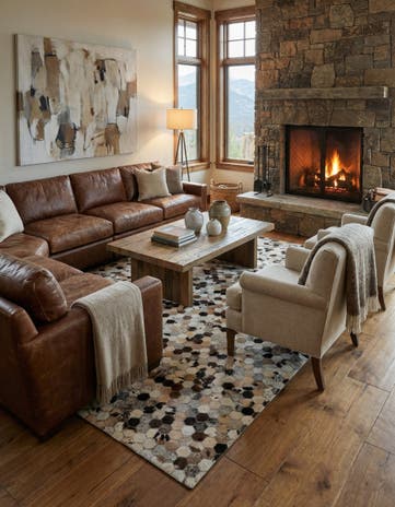 5' x 8' Cowhide Leather Rug