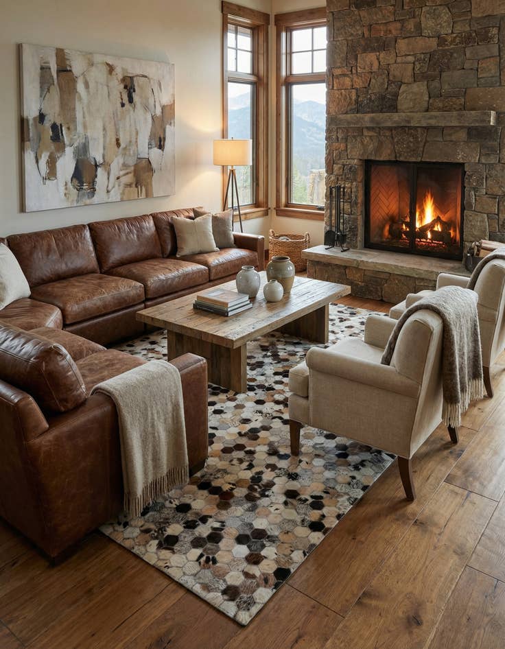 Detail image of 5' x 8' Cowhide Leather Rug