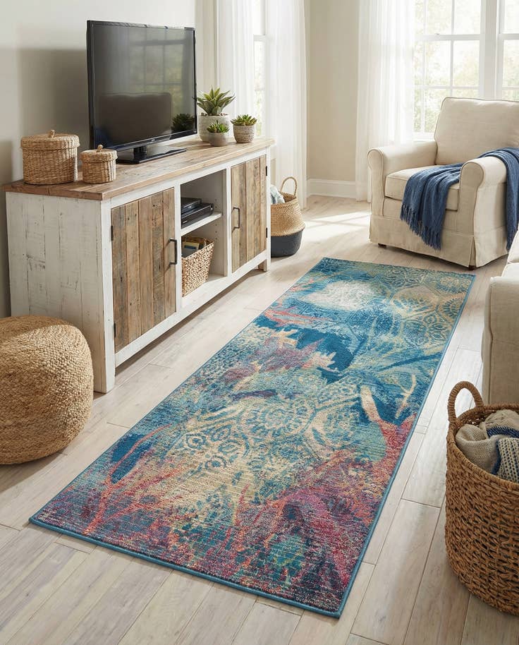 Detail image of 2' 7 x 5' 3 Easy-Clean Coastal Indoor / Outdoor Runner Rug