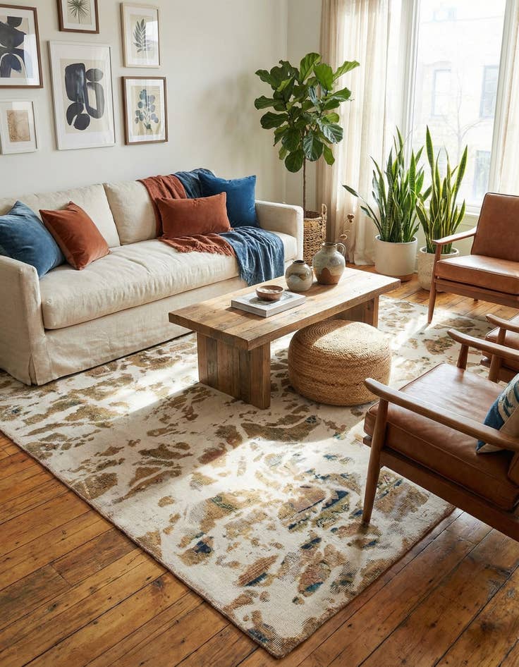 Detail image of 4' 9 x 7' 5  Hand Knotted Ultra Vintage Persian Wool Rug