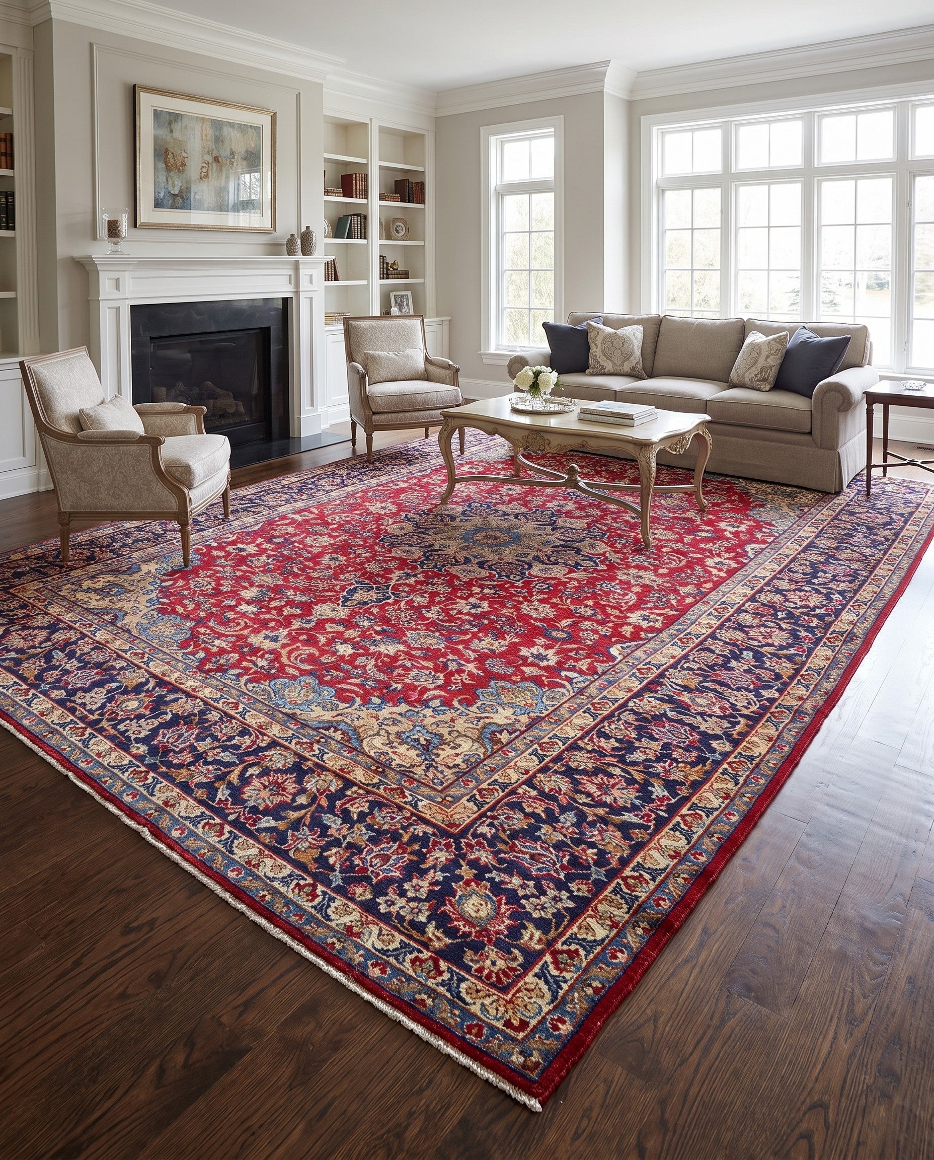 10' x 12' 7 Hand Knotted Isfahan Persian Wool Rug