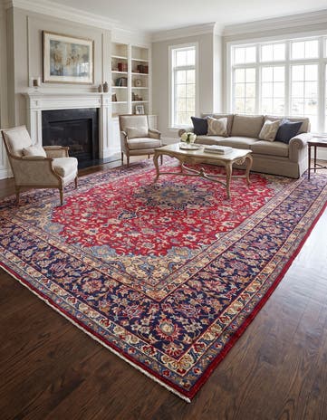10' x 12' 7 Hand Knotted Isfahan Persian Wool Rug