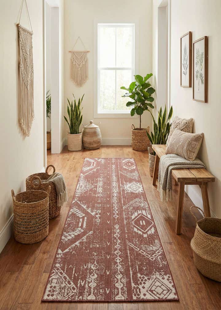 2' 7 x 12' Easy-Clean Bohemian Indoor / Outdoor Runner Rug