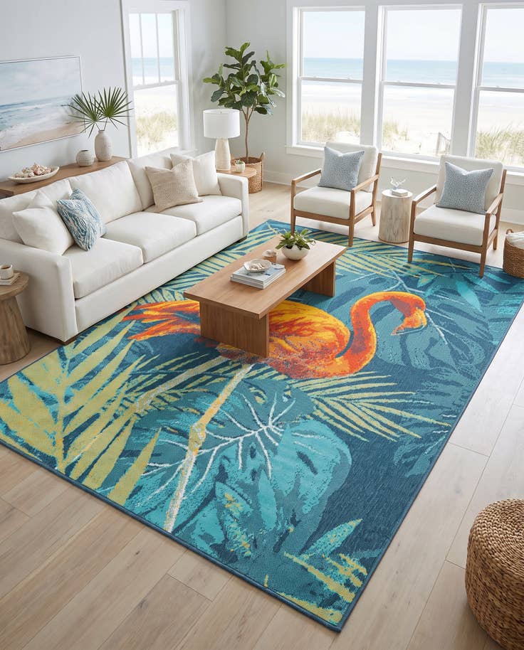 Detail image of 7' 10 x 10' Easy-Clean Coastal Indoor / Outdoor Rug