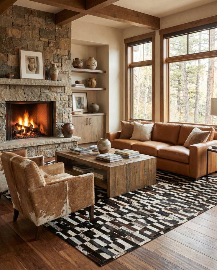 Detail image of 8' 2 x 9' 10 Cowhide - Patchwork Rug