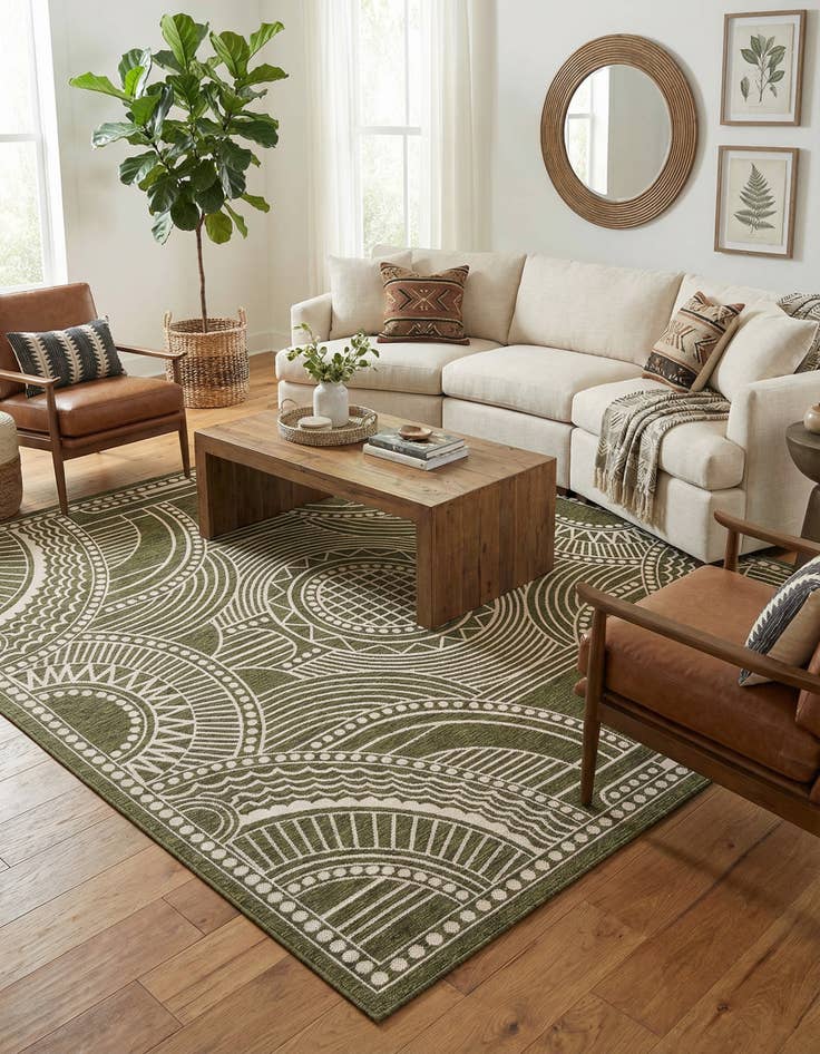 Detail image of 12' x 12'  Washable Traditional Indoor / Outdoor Square Rug