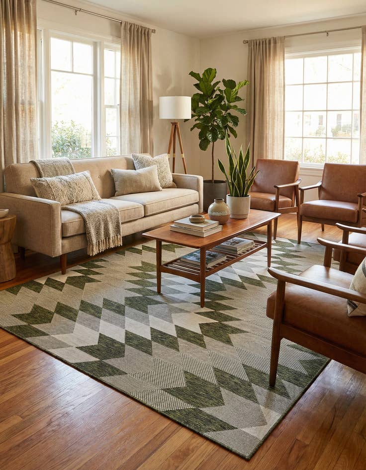 Detail image of 7' 10 x 7' 10  Washable Modern Indoor / Outdoor Square Rug