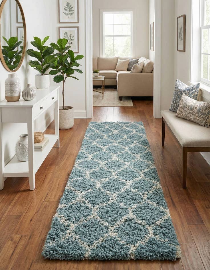 Detail image of 3' 3 x 16' 5 Trellis Shag Runner Rug