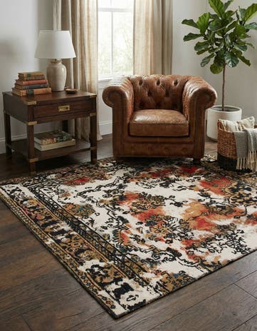 4' 4 x 4' 7 Hand Knotted Ultra Vintage Persian Wool Square Rug