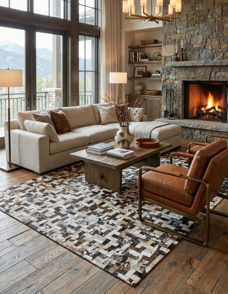 Detail image of 8' 1 x 10' Cowhide Stocks Rug