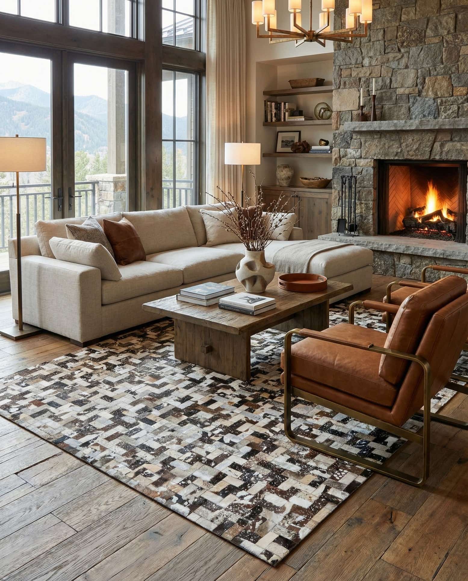 8' 1 x 10' Cowhide Stocks Rug