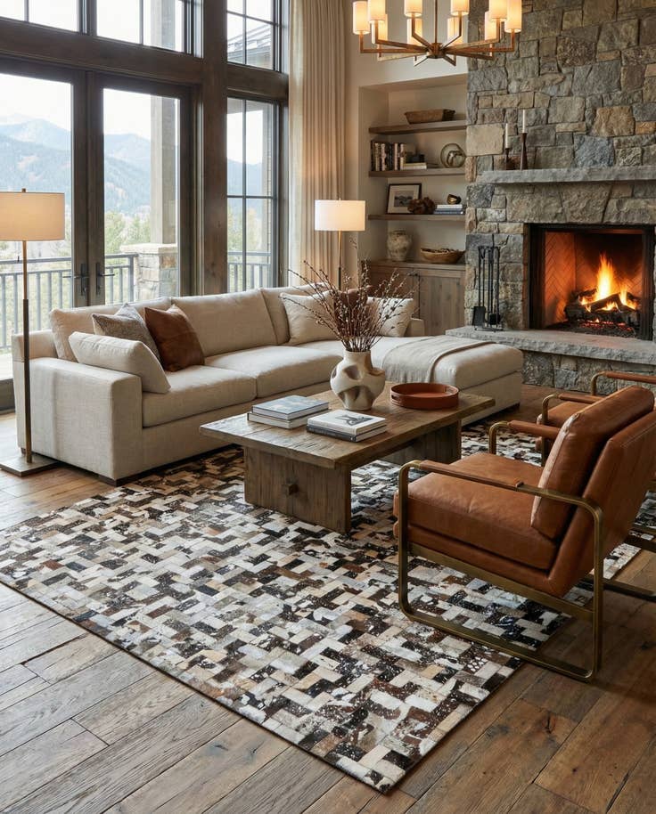 Detail image of 8' 1 x 10' Cowhide Stocks Rug