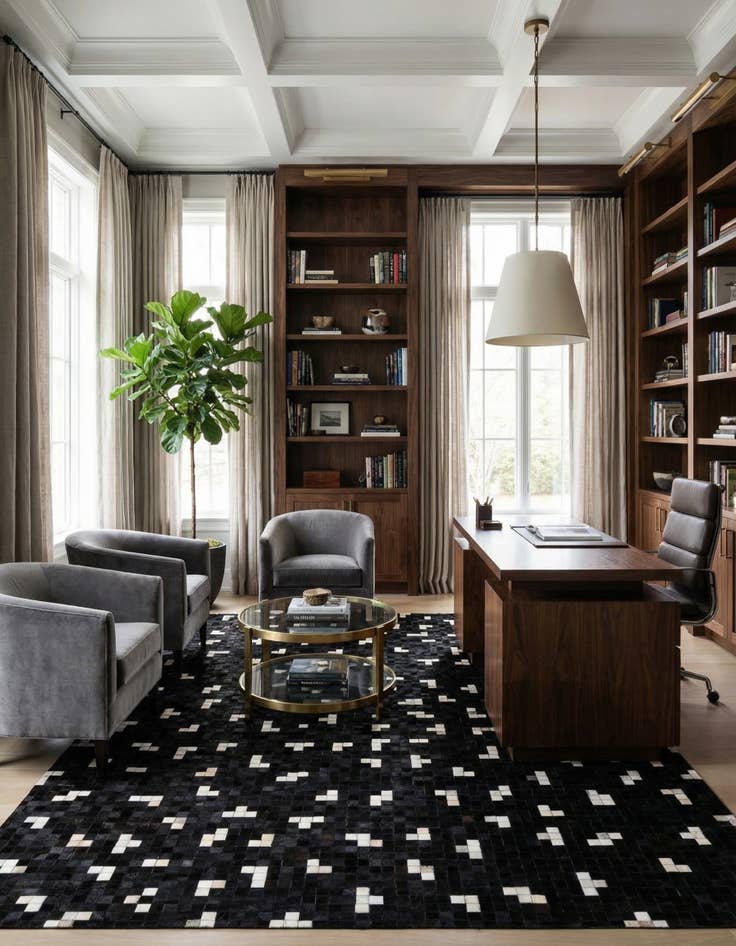 Detail image of 7' 11 x 9' 10 Cowhide Stocks Rug