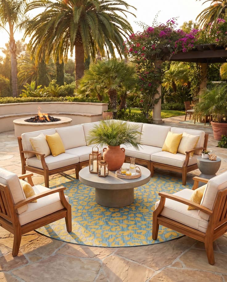 Detail image of 10' x 10' Easy-Clean Safari Indoor / Outdoor Round Rug
