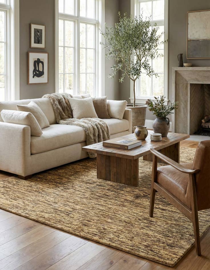 Detail image of 6' 1 x 9'  Hand Knotted Modern Ziegler Rug