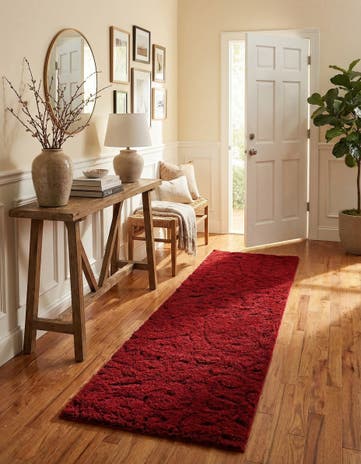 Red Botanical Shag Runner Rug