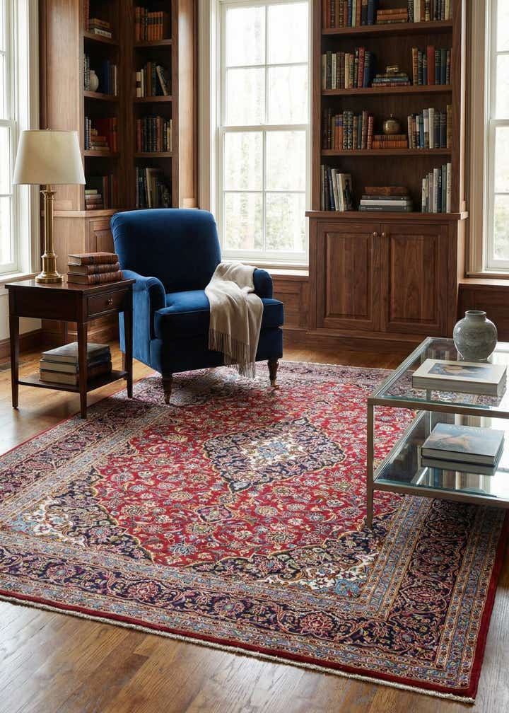 10' x 12' 8 Hand Knotted Kashan Persian Wool Rug