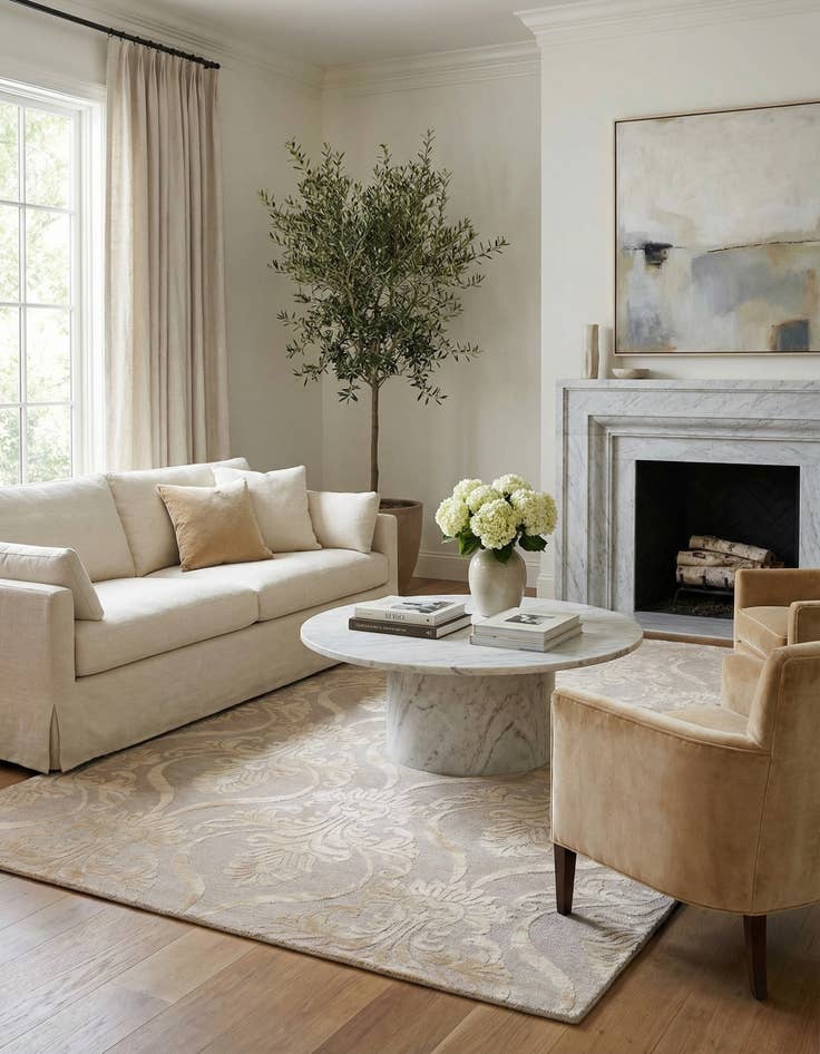 Detail image of  5' 8 x 8'  Hand Knotted Darya Wool Rug