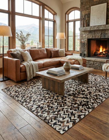 7' 7 x 9' 11 Cowhide Stocks Rug