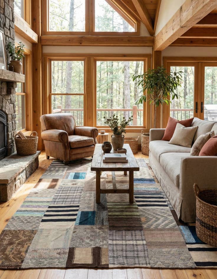 Detail image of  6' 7 x 9' 8  Hand Woven Kilim Patchwork Wool Rug