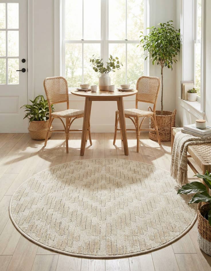 Detail image of 3' x 3'  Washable Sabrina Soto Indoor / Outdoor Round Rug