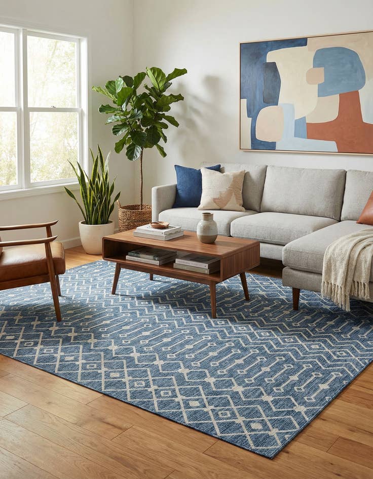 Detail image of 10' x 10'  Washable Trellis Indoor / Outdoor Square Rug