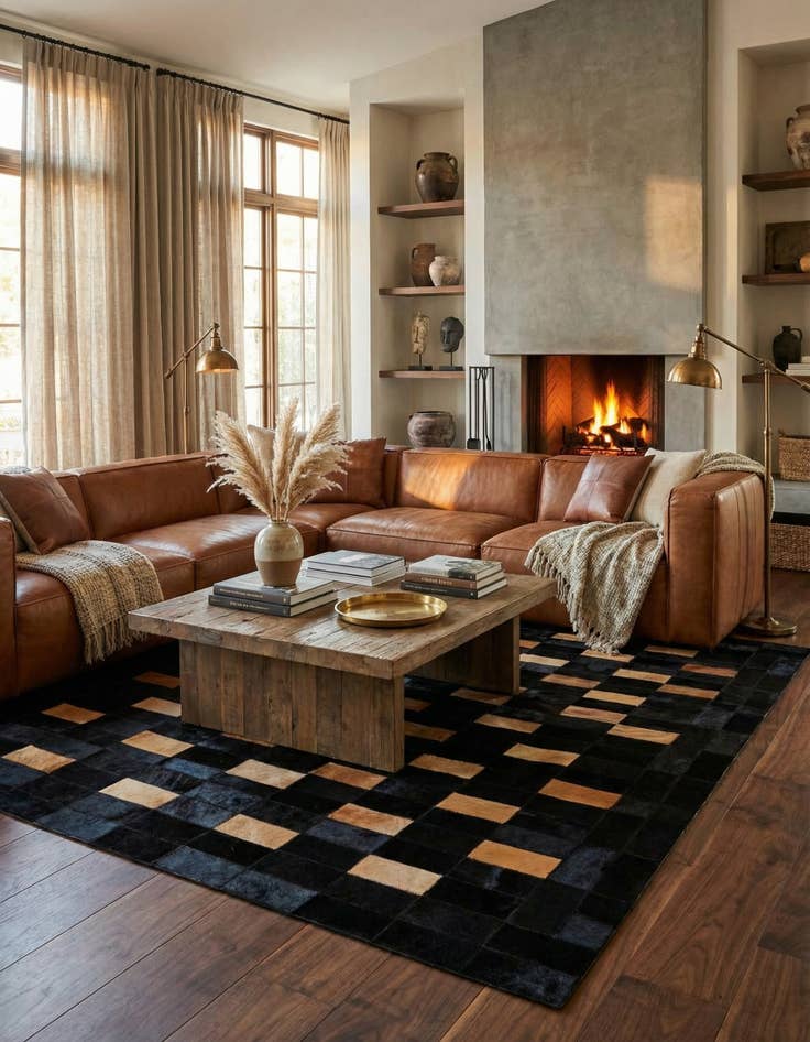 Detail image of  5' 1 x 7' 11 Cowhide - Patchwork Rug