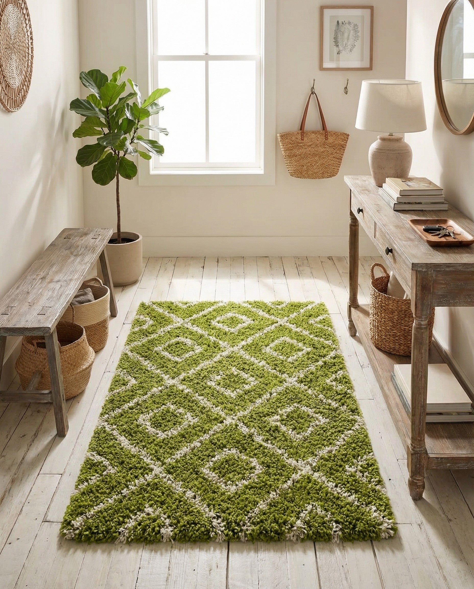 3' 3 x 3' 3 Lattice Shag Square Rug