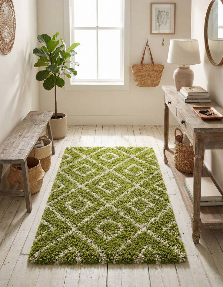 Detail image of  3' 3 x 3' 3 Lattice Shag Square Rug