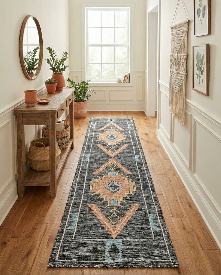 Detail image of 2' 7 x 12' Hand Woven Kilim Wool Runner Rug