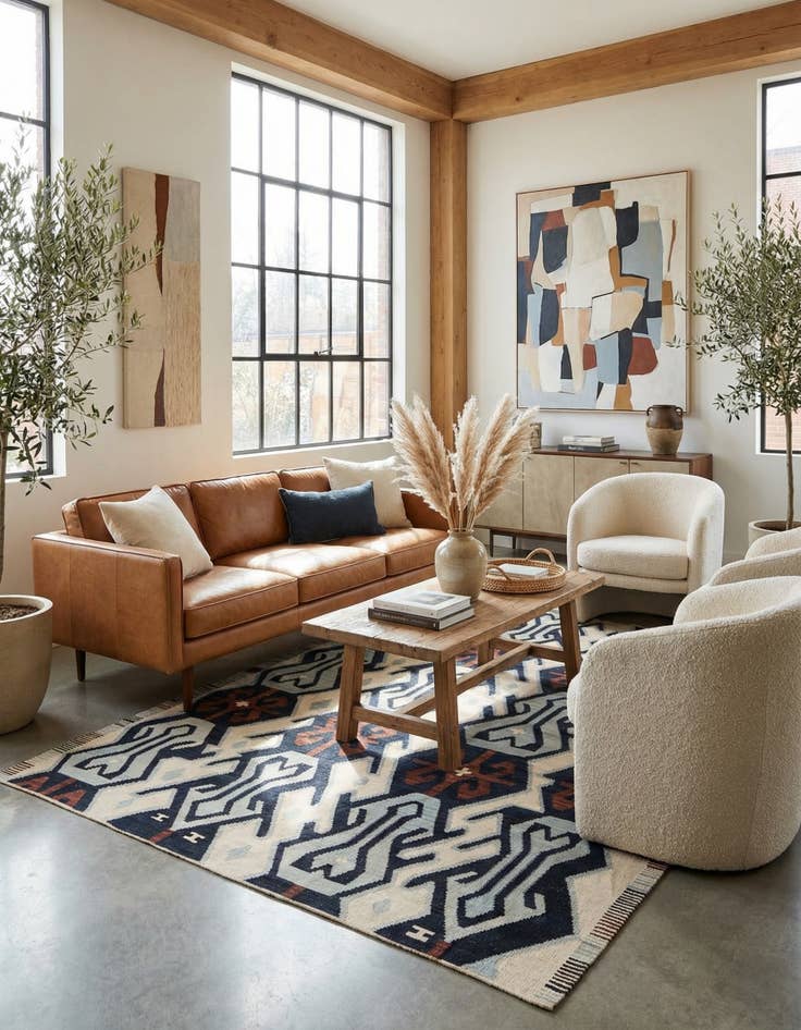 Detail image of 6' x 8'  Hand Woven Kilim Modern Wool Rug