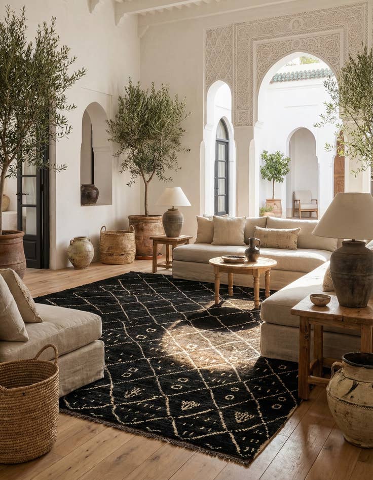 Detail image of  6' 8 x 9' 7  Hand Knotted Moroccan Wool Rug