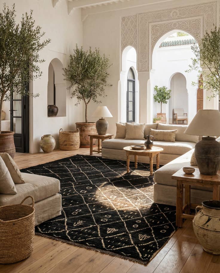 Detail image of 6' 8 x 9' 7 Hand Knotted Moroccan Wool Rug