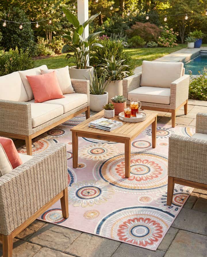 9' 9 x 12' Easy-Clean Botanical Indoor / Outdoor Rug