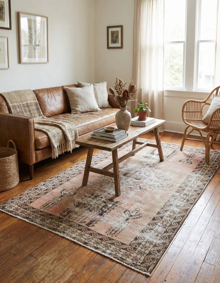 Detail image of  3' 10 x 6' 2  Hand Knotted Ultra Vintage Persian Wool Rug