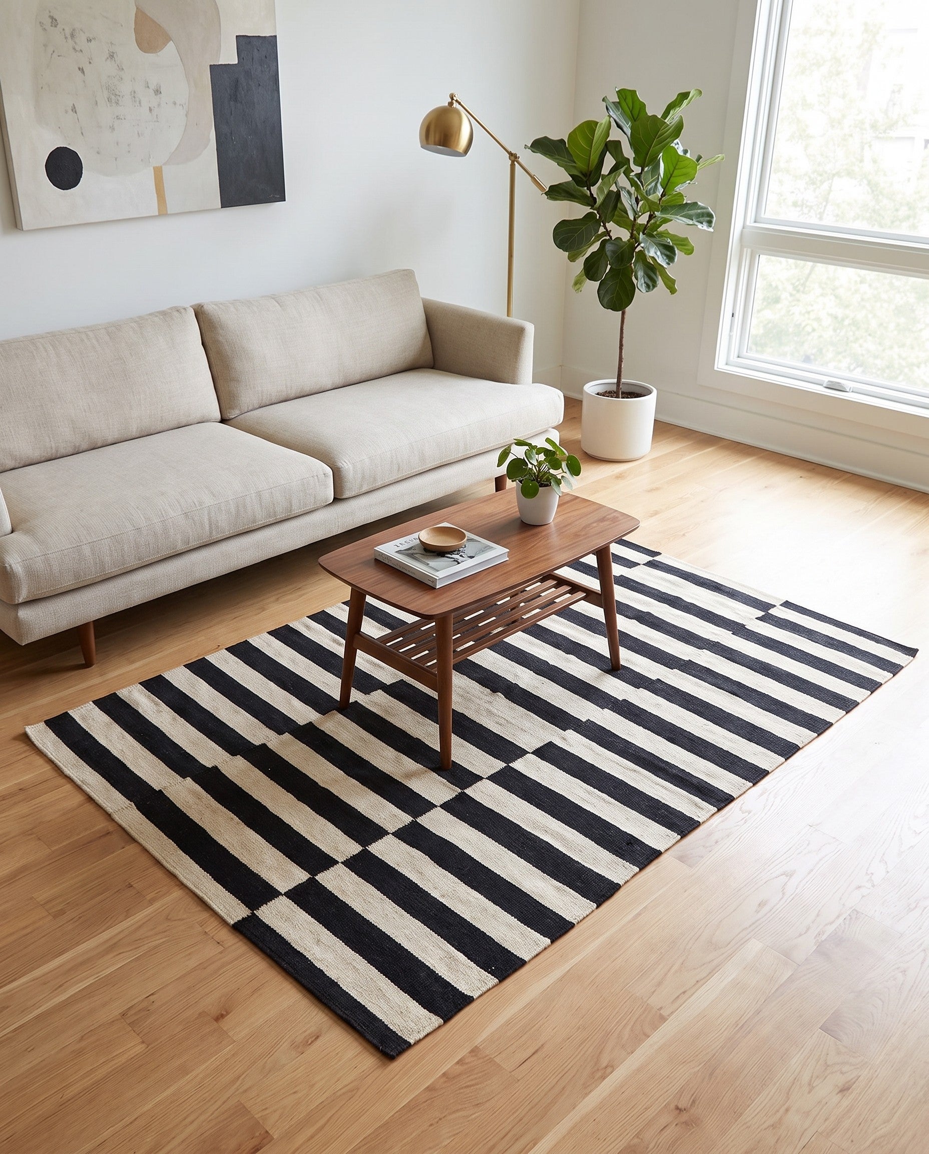 4' 3 x 6' Hand Woven Kilim Modern Wool Rug