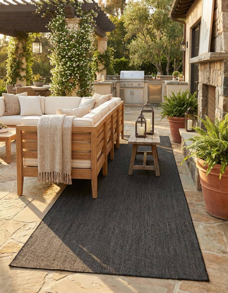 Detail image of 4' 6 x 15' 10  Washable Solid Indoor / Outdoor Runner Rug